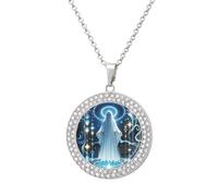 FekiLoot Ghosts Dance with Magic Pendant Necklace for Women Men Elegant Diamond Circle Necklaces with 19.7 Inch Chain, Zinc Diamond Jewelry for Birthday Christmas Valentine's Day Gift, One size, Zinc