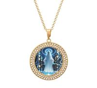 FekiLoot Ghosts Dance with Magic Pendant Necklace for Women Men Elegant Diamond Circle Necklaces with 19.7 Inch Chain, Zinc Diamond Jewelry for Birthday Christmas Valentine's Day Gift, One size, Zinc