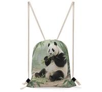 FekiLoot Giant Pandas Eating Bamboo Drawstring Backpack Gym Bag Lightweight Sport Gym Sackpack for Beach, Travel, Yoga, Swimming