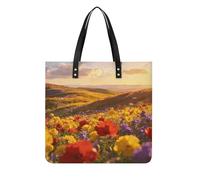 FekiLoot Gilded Flower Sea Tote Bag with Magnetic Buckle Reusable Grocery Bags Lightweight Cross Body Handbag for Daily Essentials