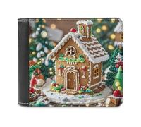 FekiLoot Gingerbread House Wallet Large Capacity Slim Bifold Wallet with Multiple Card Slots PU Leather Men Purse