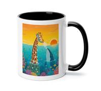 FekiLoot Giraffe And Shark Coffee Mug 12oz Ceramic Coffee Cup with Handle Novelty Color Mugs Tea Cup for Home, Office & Cafe Use, Microwave & Dishwasher Safe