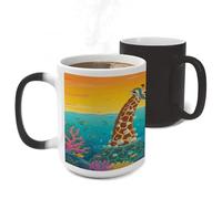 FekiLoot Giraffe And Shark Color Changing Mugs Heat Sensitive Coffee Mug 11 Oz Novelty Ceramic Cup with Handle Magic Cups Temperature Changing Coffee Tumblers for Women Men Funny Gifts