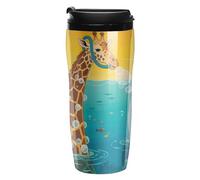 FekiLoot Giraffe And Shark Insulated Tumbler Reusable Plastic Iced Coffee Cup with Lid Double Walled Hot Coffee Travel Mug Gifts for Women Men BPA Free 12 Oz