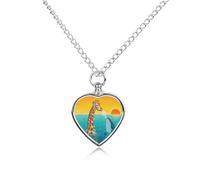 FekiLoot Giraffe And Shark Urn Necklaces for Ashes Personalized Human Pet Cremation Jewelry Keepsake Locket Heart Pendant with Filling Kit Memorial Gift for Dog Cat Lover Women Men