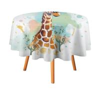 FekiLoot Giraffe Art Illustration Round Tablecloth - Heavy Duty and Washable,Polyester Decorative Fabric Table Cover,Tablecloths for Kitchen Dining, Wedding, Birthday Party36x36in