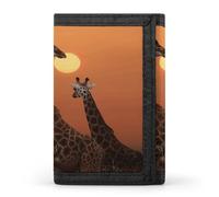 FekiLoot Giraffe at Sunset Wallet for Men Slim Minimalist Trifold Wallet with ID Window And Credit Card Holder