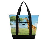 FekiLoot Giraffe Eating Leaves Shopping Bag Tote Bag Reusable Grocery Bags