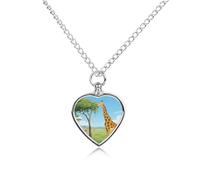 FekiLoot Giraffe Eating Leaves Urn Necklace Heart, Cremation Jewelry with Funnel Kit Keepsake,Ashes Necklace for Dog Cat Love Women And Men