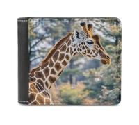 FekiLoot Giraffe High Neck Spot Wallet Large Capacity Slim Bifold Wallet with Multiple Card Slots PU Leather Men Purse