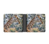 FekiLoot Giraffe High Neck Spot Wallet Slim Leather Bifold Wallet Extra Capacity Wallets with Multiple Card Slots Men Billfold