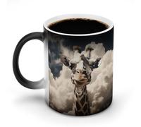 FekiLoot Giraffe in The Clouds Color Changing Mug Heat Changing Mug Ceramic Mug Heat Reactive Black Mug Tea Cup Message Appears As It Heats Birthday Holiday Gift for Family Friend