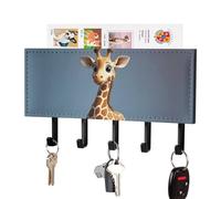 FekiLoot Giraffe Key Holder for Wall Adhesive Key Hanger with 5 Hooks Wall Mounted PU Leather Key Storage Organizer Towel Hook for Entryway Hallway Living Room Office