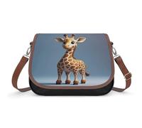 FekiLoot Giraffe Leather Crossbody Bag for Women Medium Trendy Crossbody Purse with Adjustable Strap Multifunctional Flapover Shoulder Handbag Zip Pocket Large Capacity