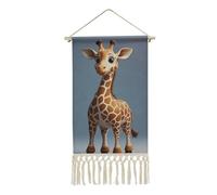 FekiLoot Giraffe Poster Hanger with Tassel Linen Cotton Hanging Poster Decor with Wood Frame Scroll Wall Print Picture Artwork Art for Office Home Bedroom Living Room