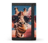 FekiLoot Giraffe Wearing Sunglasses Wallet Men's Trifold Wallet Extra Capacity Credit Card Holder Cards Purse Front Pocket