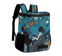 FekiLoot Girl Playing Piano Durable Cooler Backpack, Cooler Bag Large & Leakproof,Collapsible Cooler for Hot And Cold,Camping