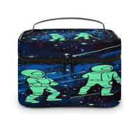 FekiLoot Glow in The Dark Makeup Bag Organizer Portable Travel Toiletry Bag with Handle Fashion Large Capacity Cosmetic Bags Lightweight Waterproof Makeup Storage Bags for Women