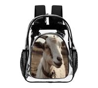FekiLoot Goat on Hillside Clear Backpacks PVC Transparent,Bookbag for Adult,Adjustable Straps,Travel Backpack with Pouch Pocke for Capacity Cup