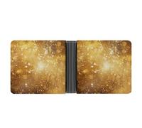 FekiLoot Gold Glitter Pattern Leather Wallet Double-Sided Different Images Bifold Wallet Ultra Strong Stitching Slim Wallets