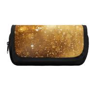 FekiLoot Gold Glitter Pattern Pencil Case Office Pencil Box Large Capacity Pencil Box Pouch Holder Double Zipper Pencil Case Use to Organize Desktop And Plan Space Home Office
