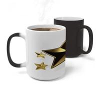 FekiLoot Gold Star Heat Color Changing Cup Coffee Mug