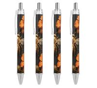 FekiLoot Golden Bee Ballpoint Pens Retractable Ball Point Pens Smooth-Flowing Black Ink 0.5mm Writing Pen Black Ink Pen for Men Women 4 PCS