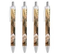 FekiLoot Golden Cat Champagne Pad Ballpoint Pens Retractable Ball Point Pens Smooth-Flowing Black Ink 0.5mm Writing Pen Black Ink Pen for Men Women 4 PCS