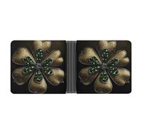 FekiLoot Golden Decoration Leather Wallet Double-Sided Different Images Bifold Wallet Ultra Strong Stitching Slim Wallets