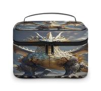 FekiLoot Golden Dragon Makeup Bag Large Capacity Travel Cosmetic Bag Lightweight Hand-held Toiletry Bags Portable Cosmetic Pouch Cute Make Up Pouch for Women