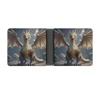 FekiLoot Golden Dragon Wallet Slim Leather Bifold Wallet Extra Capacity Wallets with Multiple Card Slots Men Billfold