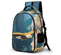 FekiLoot Golden Eagles in The Valley Backpack for Women Men Nurse Bag Front Pocket, Carry On Backpack for Weekender Business Hiking