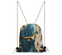 FekiLoot Golden Eagles in The Valley Drawstring Backpack Gym Bag Lightweight Sport Gym Sackpack for Beach, Travel, Yoga, Swimming