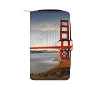 FekiLoot Golden Gate Bridge Wallet for Women Elegant Leather Clutch Wallet Large Capacit Credit Card Holder Long Cute Cash Purse Travel Minimalist Coin Purse Bifold Zipper Coin Pocket