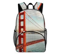 FekiLoot Golden Gate Bridge Waterproof Oxford Fabric Backpack, Large Capacity Casual Rucksack with Adjustable Padded Straps, Multipurpose Daypack for Daily Commute Outdoor Activities