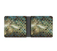 FekiLoot Golden Glittering Fish Scales Slim Wallet-Thin & Stylish,Leather Wallet for Men And Women,Bifold Wallet Gifts for Husband Father