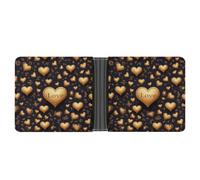 FekiLoot Golden Heart And Love Slim Wallet-Thin & Stylish,Leather Wallet for Men And Women,Bifold Wallet Gifts for Husband Father