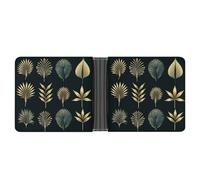 FekiLoot Golden Palm Leaves Slim Wallet-Thin & Stylish,Leather Wallet for Men And Women,Bifold Wallet Gifts for Husband Father