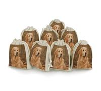 FekiLoot Golden Retriever 8 Pieces Muslin Bag,Drawstring Bag Washable Reusable,Sachet Bags for Wedding Party,Jewelry
