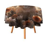 FekiLoot Golden Retriever and Flowers Round Tablecloth - Heavy Duty and Washable,Polyester Decorative Fabric Table Cover,Tablecloths for Kitchen Dining, Wedding, Birthday Party70x70in
