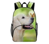 FekiLoot Golden Retriever Dog with Butterfly Waterproof Oxford Fabric Backpack, Large Capacity Casual Rucksack with Adjustable Padded Straps, Multipurpose Daypack for Daily Commute Outdoor Activities