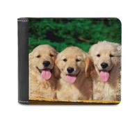FekiLoot Golden Retriever Dogs Puppies Pets Bifold Wallet PU Leather Slim Card Holder with Exquisite Stitching Soft Touch Casual Bi-fold Purse Classic Compact Wallet for Everyday Work and Travel