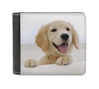 FekiLoot Golden Retriever Puppies Wallet Large Capacity Slim Bifold Wallet with Multiple Card Slots PU Leather Men Purse