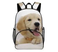 FekiLoot Golden Retriever Puppies Waterproof Oxford Fabric Backpack, Large Capacity Casual Rucksack with Adjustable Padded Straps, Multipurpose Daypack for Daily Commute Outdoor Activities