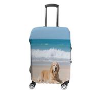FekiLoot Golden Retriever Travel Luggage Cover Stretchable Airplane Suitcase Protector Sleeve Universal Washable Fit for 19-32 Inch Checked Baggage,Water Resistant Durable Luggage Protector X-Large