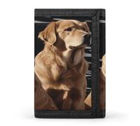 FekiLoot Golden Retrievers Wallet for Men Slim Minimalist Trifold Wallet with ID Window And Credit Card Holder