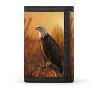 FekiLoot Golden Sunset Bald Eagle Wallet for Women Men Trifold Wallet Large Front Pocket Wallets Travel Slim RFID Blocking Wallets Coin Purse Credit Card Holder