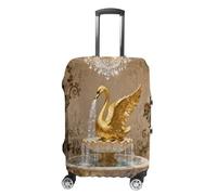FekiLoot Golden Swan Travel Luggage Cover Stretchable Airplane Suitcase Protector Sleeve Universal Washable Fit for 19-32 Inch Checked Baggage,Water Resistant Durable Luggage Protector X-Large, white
