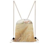 FekiLoot Golden Wheat Field Drawstring Backpack Gym Bag Lightweight Sport Gym Sackpack for Beach, Travel, Yoga, Swimming