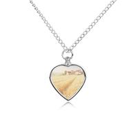 FekiLoot Golden Wheat Field Urn Necklace Heart, Cremation Jewelry with Funnel Kit Keepsake,Ashes Necklace for Dog Cat Love Women And Men